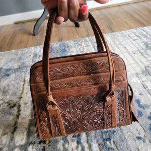 Hand tooled Mexican leather handbag
